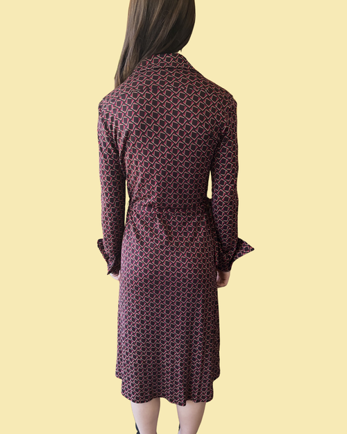 DVF Vintage Shirt Dress Retro Size 4