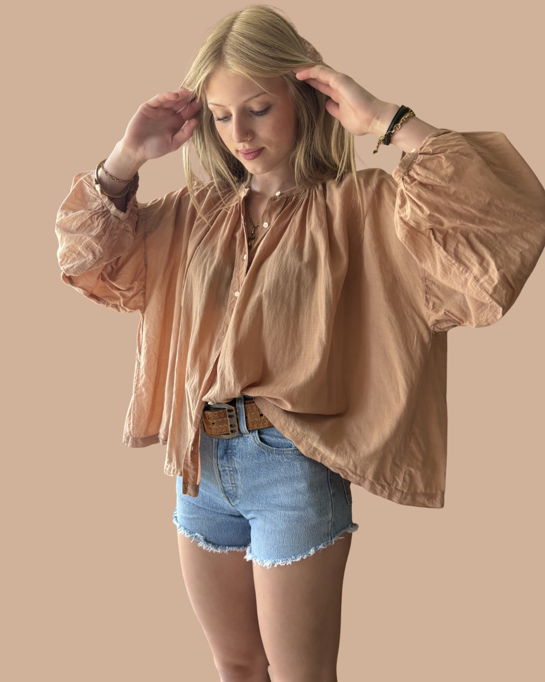 DOEN Jane Blouse in Toffee Blouse M