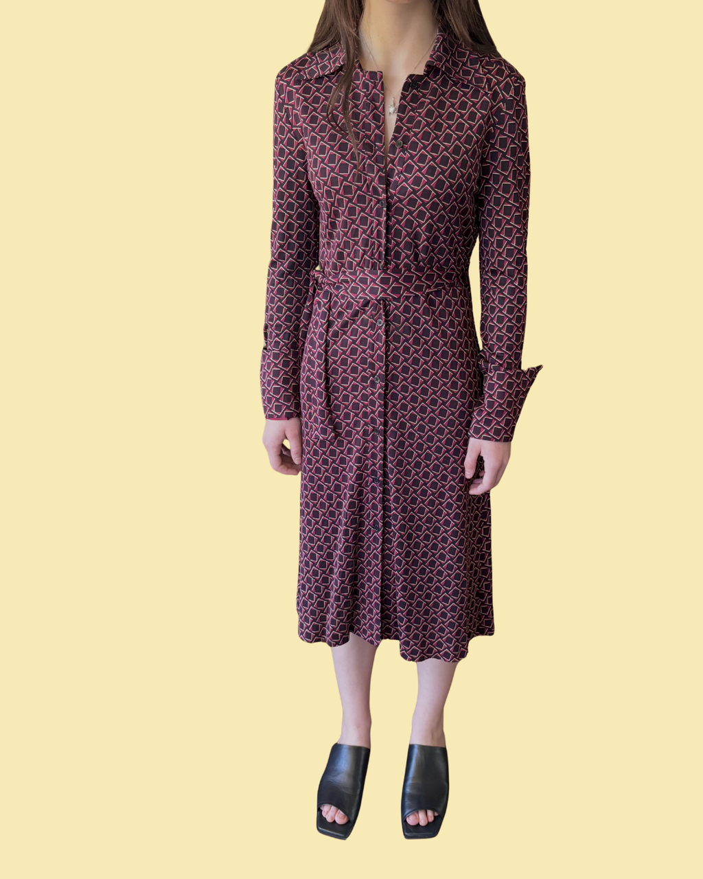 DVF Vintage Shirt Dress Retro Size 4