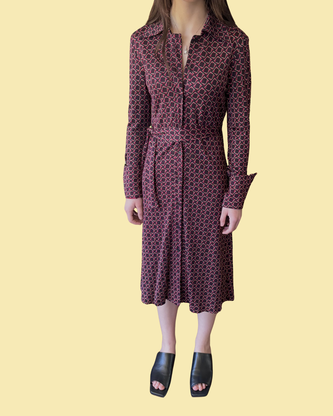 DVF Vintage Shirt Dress Retro Size 4