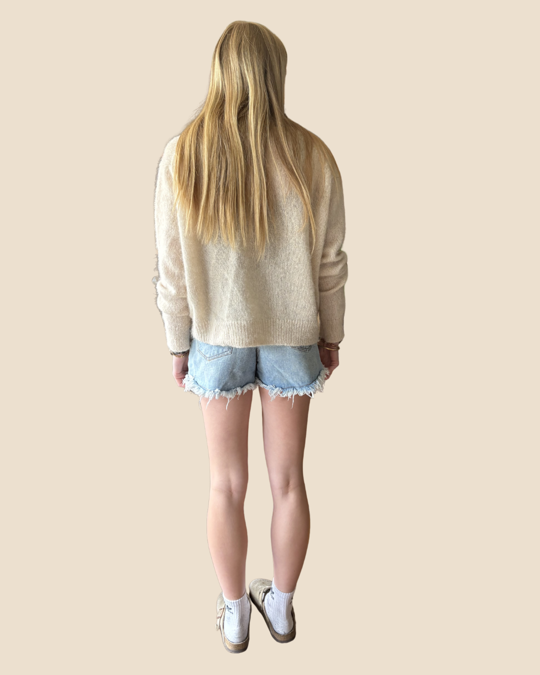 Jenni Kayne Mohair Blend Dusty cream/pink Cardigan XXL