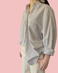 Jones New York Oversized Stripe Cotton Button Up OS