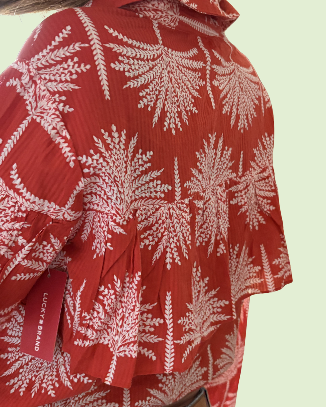Lucky Brand Aurora Ruffle Blouse M NWT