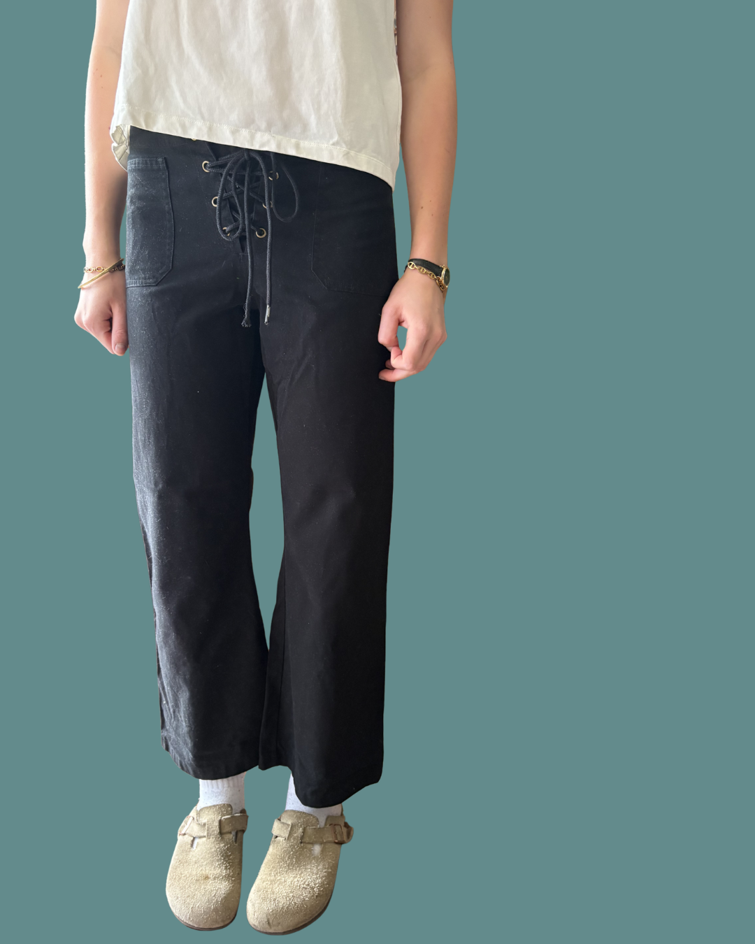 Urban Life Lace Front Y2K Black Jeans 5