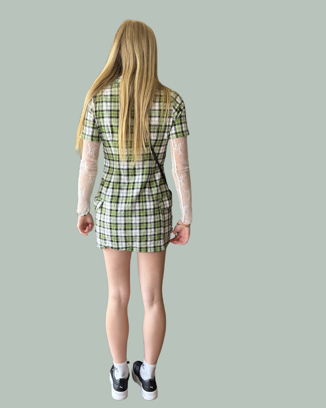 Ragged Priest Flannel Print Alternative Chain Dress S