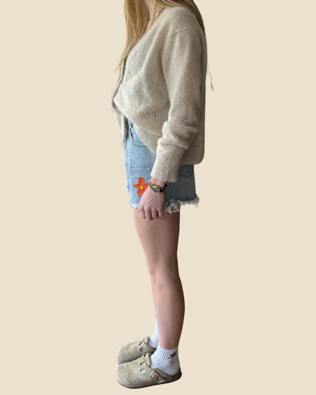 Jenni Kayne Mohair Blend Dusty cream/pink Cardigan XXL