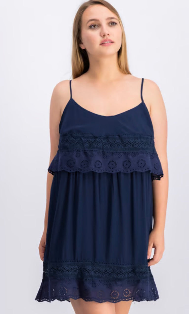 Dex Navy Boho Dress Size L
