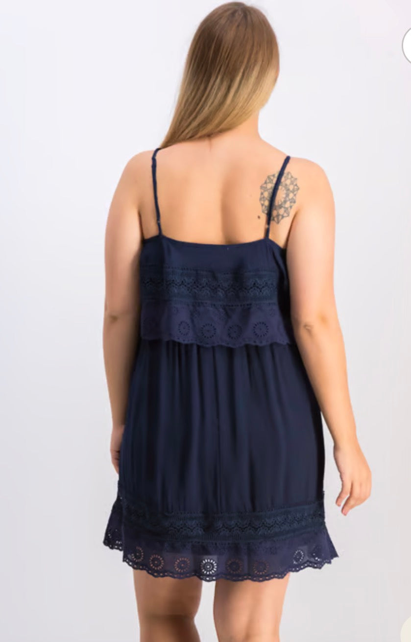 Dex Navy Boho Dress Size L