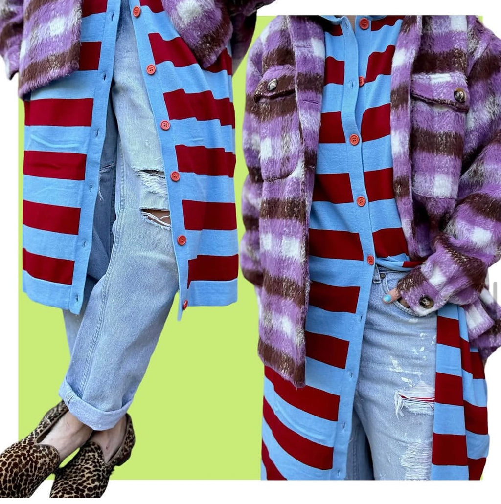 RedSky Red/Blue Long Cardigan L/XL
